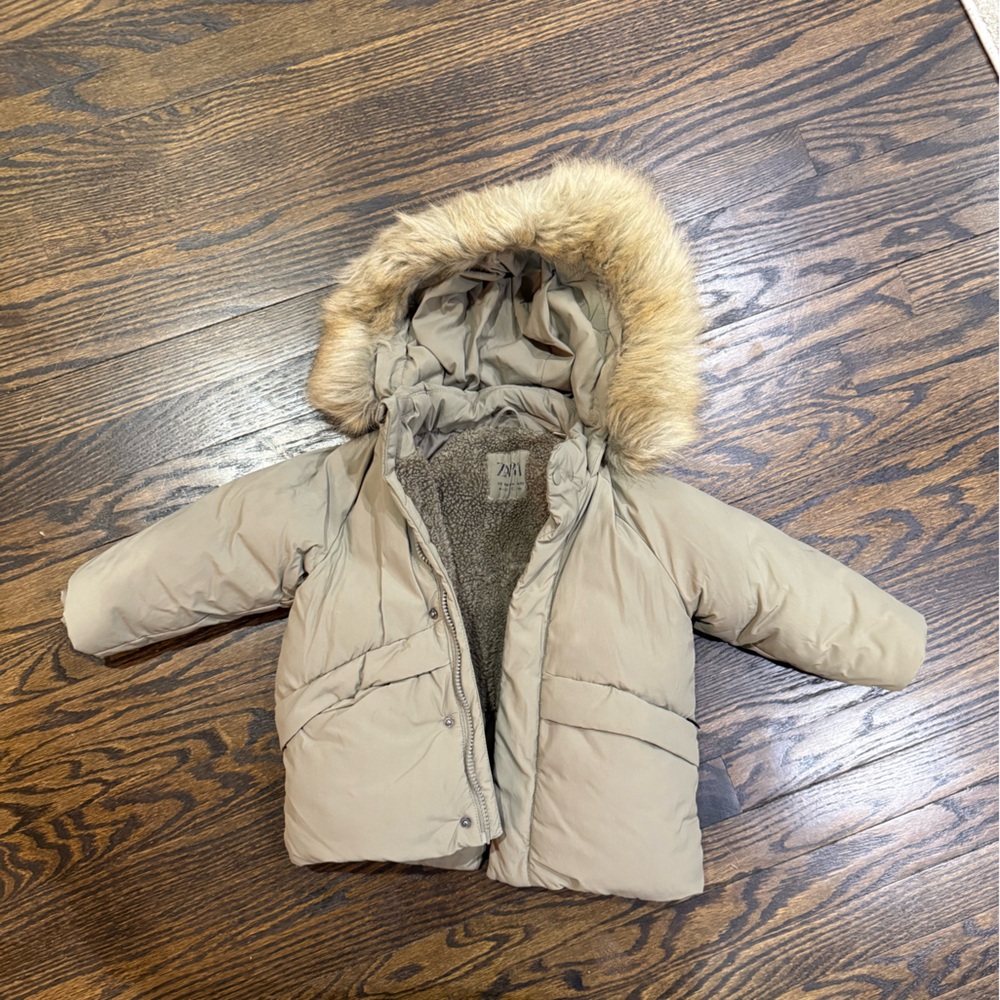 Zara Cream Faux Fur Jacket